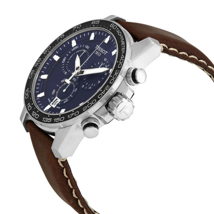 Tissot V8 Quartz Chronograph – Blue Dial with Brown Leather Strap t125.617.16.041.00 (Swiss Factory)
