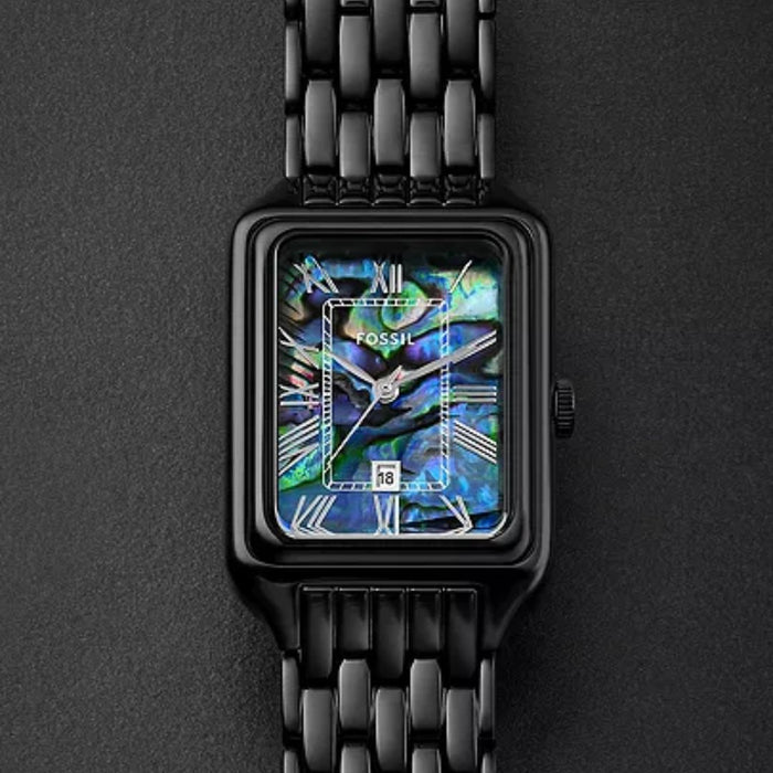 Fossil Rectangular Black Abalone Dial Women’s Watch - ES5340 - Authentic