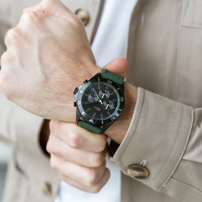 Lacoste Boston Chronograph Green Silicone Strap Men’s Watch - 2011153 - Authentic