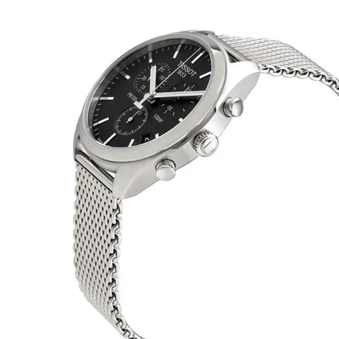 Tissot PR 100 Chronograph Black Dial Mesh Bracelet Men’s Watch t101.417.11.051.01 - Swiss Factory