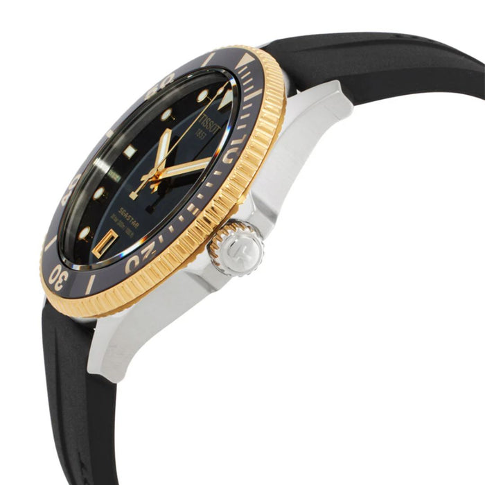 Tissot Seastar 1000 – Gold & Black 40MM | Rubber Strap | 300m Diver t120.410.27.051.00 - Authentic