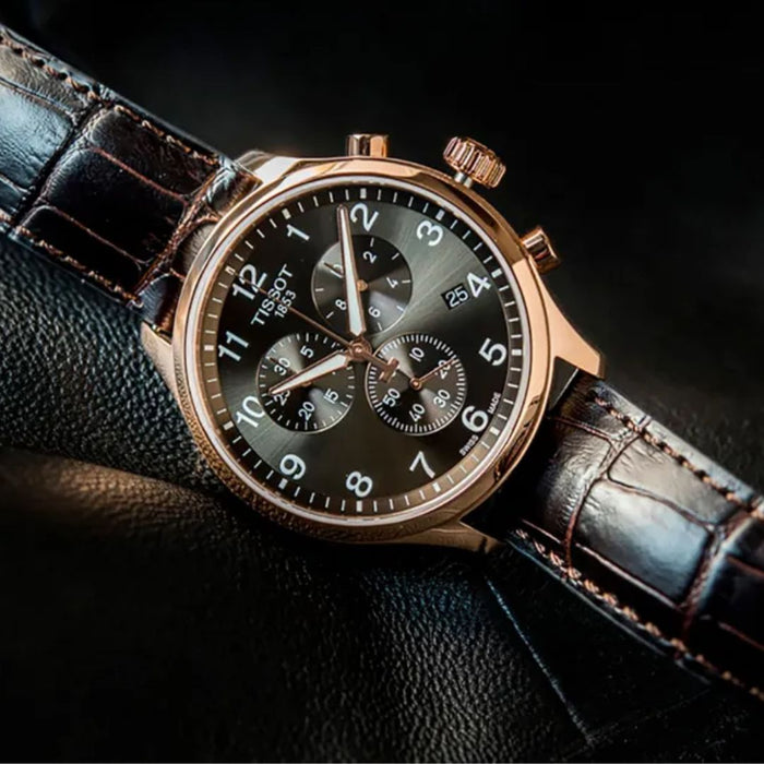Tissot Chronograph Rose Gold Black Dial – Classic Sport t116.617.36.057.01 - Authentic