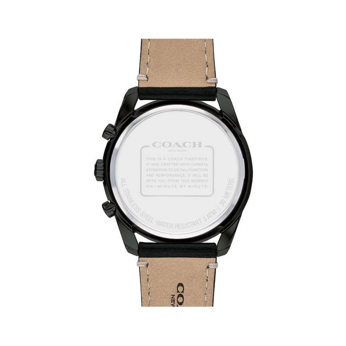 Coach Chronograph Watch – Black Stainless Steel Case & Leather Strap - 14602412 - Authentic