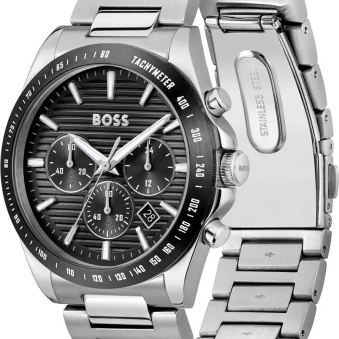 Hugo Boss Grandmaster Black Steel Chronograph – 44mm 1514290 - Authentic