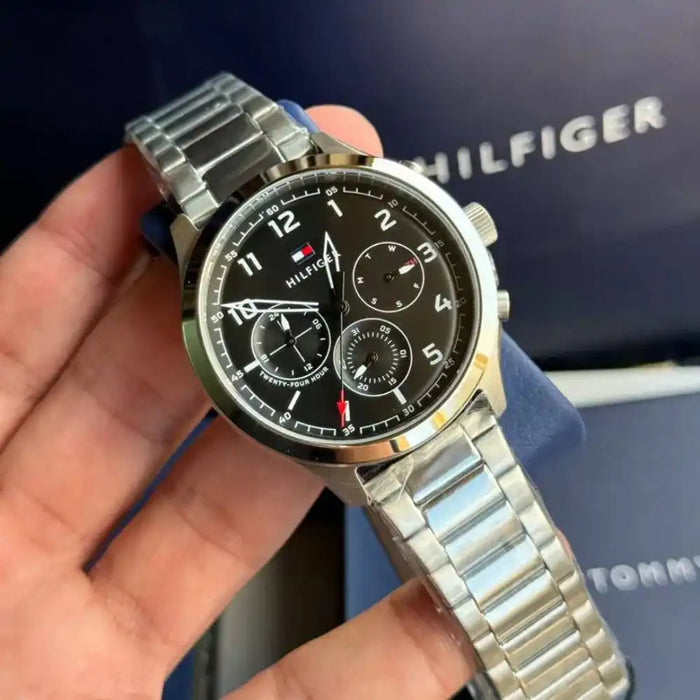 Tommy Hilfiger Men’s Stainless Steel Multi-Function Watch – Black Dial 1791852 - Authentic