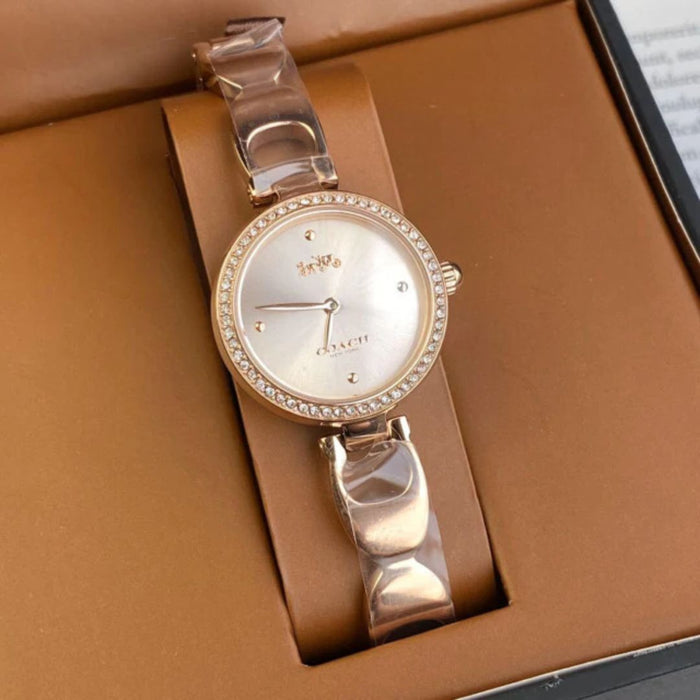 Coach New York Rose Gold Round Women’s Watch – Crystal Bezel Bracelet 14503172 - Authentic