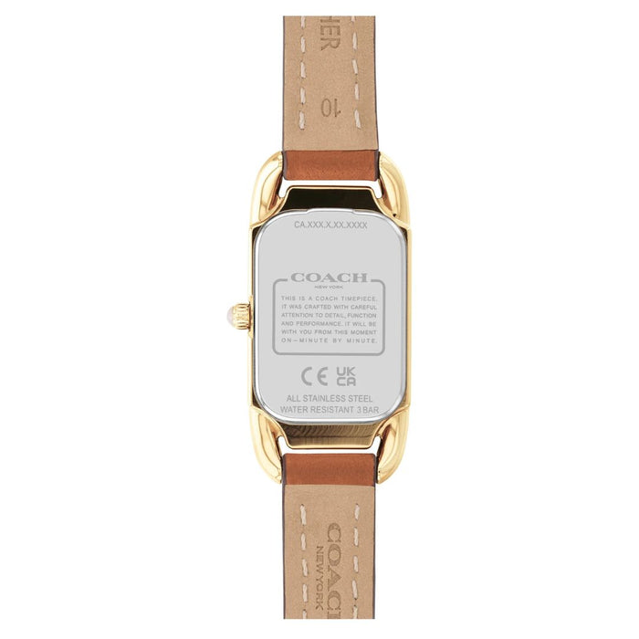 Coach New York Gold Rectangular Women’s Watch – Brown Leather Strap 14504029 - Authentic