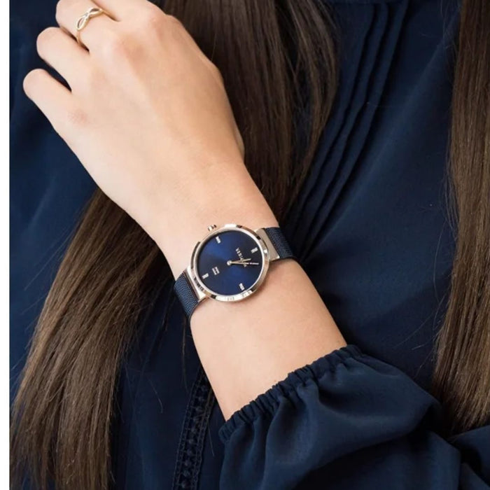 Tommy Hilfiger Blue Dial Gold Case & Blue Mesh Watch for Women 1782219 - Authentic