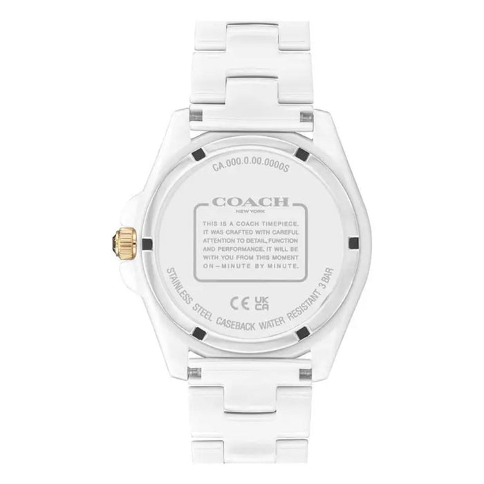 Coach New York White Women’s Watch – Rainbow Crystal Bezel & Date Display 14504019 - Authentic