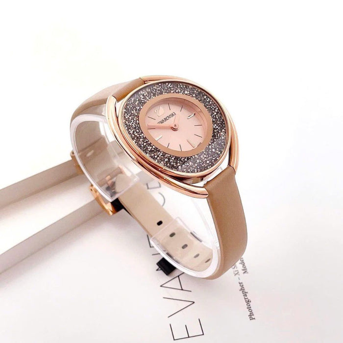 Swarovski Crystalline Oval Champagne Gold-Tone Watch 5296319 - Authentic