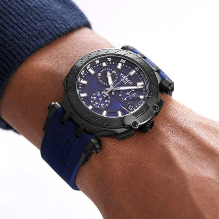 Tissot T-Race Chronograph – Blue Rubber Strap t115.417.37.041.00 - Authentic