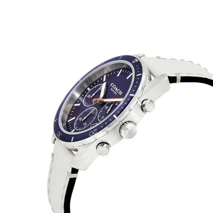 Coach Men’s Chronograph Watch – Blue Dial, White Leather Strap 14602411 - Authentic