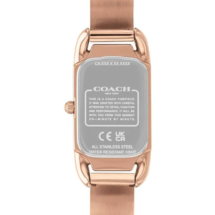 Coach Women’s Rectangular Quartz Watch – Rose Gold Tone Bracelet with Crystal Accents 14504197 - Authentic