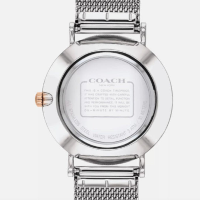 Coach New York White Dial Silver Stainless Steel Mesh Watch 14503124 - Authentic