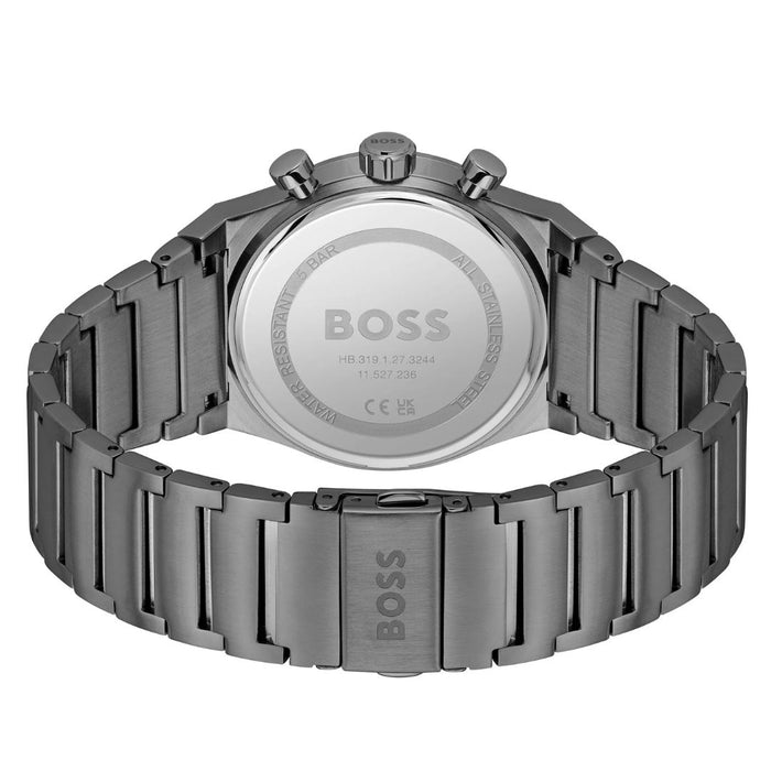 Hugo Boss Men's Chronograph Gunmetal Blue Steel Watch 1514223 - Authentic