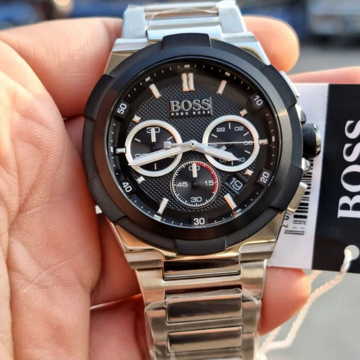 Hugo Boss Men’s Chronograph Watch — Silver & Black 1513359 - Authentic