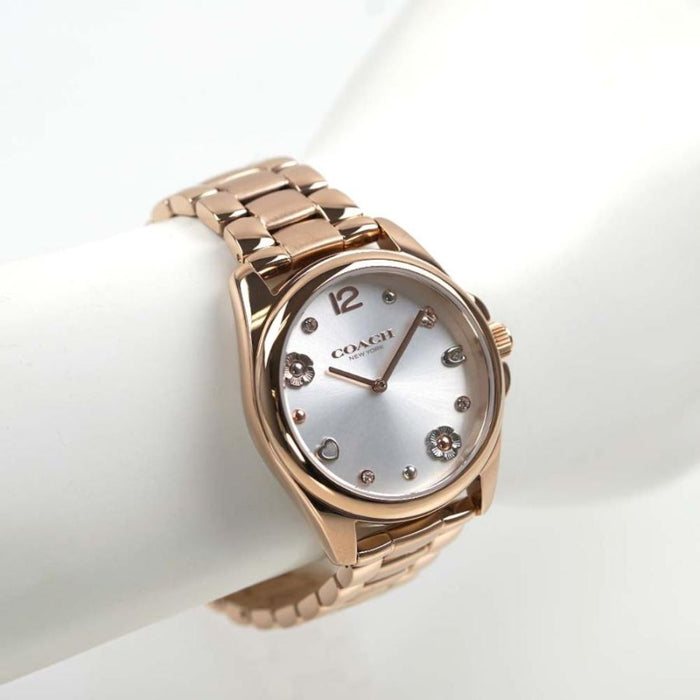 Coach New York Rose Gold Women’s Watch – Floral Dial & Stainless Steel Bracelet 14504023 - Authentic