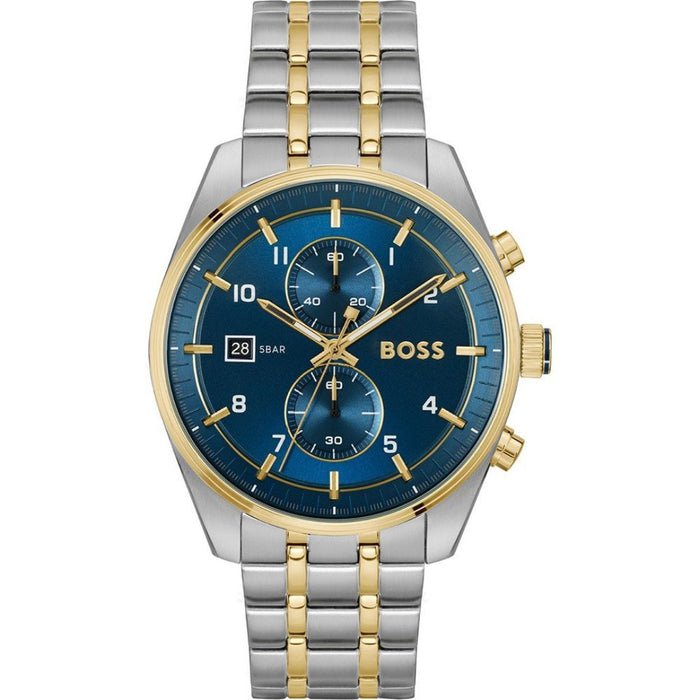 Hugo Boss Chronograph Men’s Watch – Two-Tone Silver & Gold | Blue Dial 1514247 - Authentic