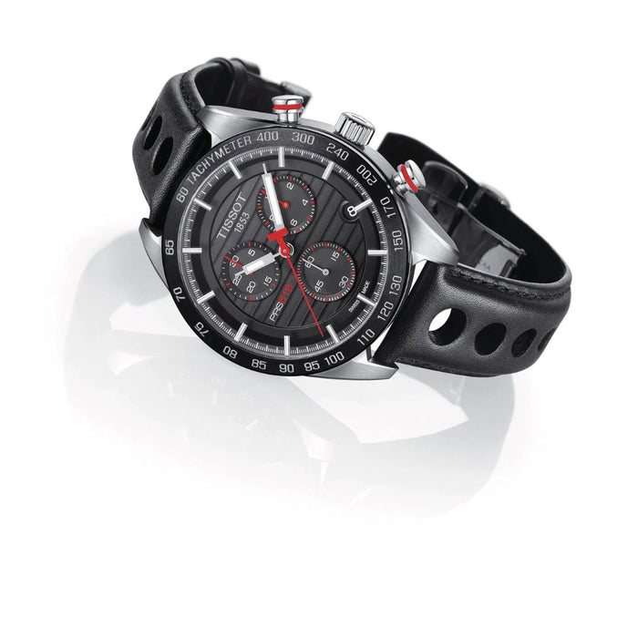 Tissot PRS 516 Chronograph Black Dial Leather Strap Watch t100.417.16.051.00 - Swiss Factory