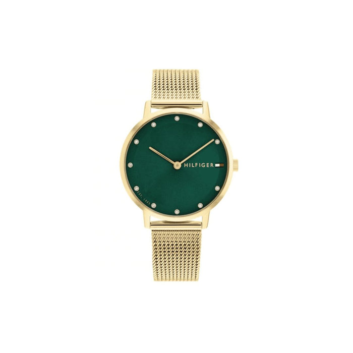 Tommy Hilfiger Emerald Green Gold Mesh Watch for Women 1782668 - Authentic