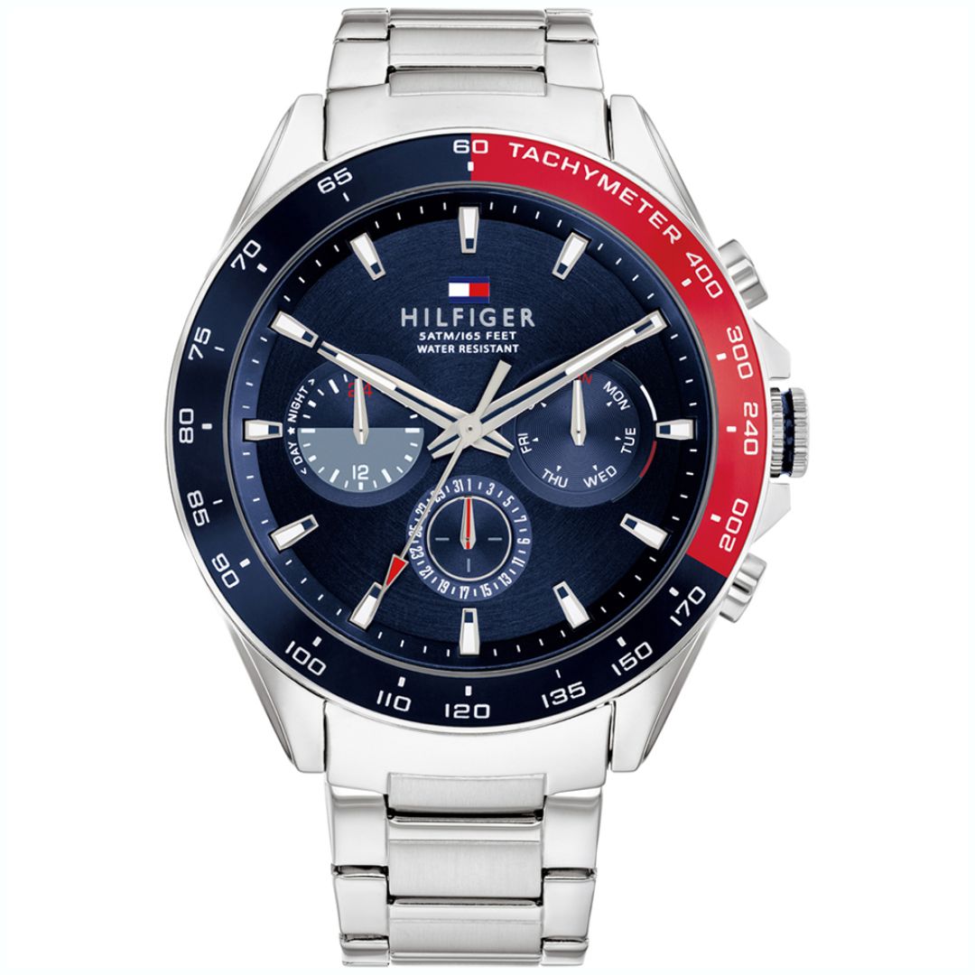 Tommy Hilfiger Men’s Sport Chronograph Watch with Blue & Red 1791968 ...