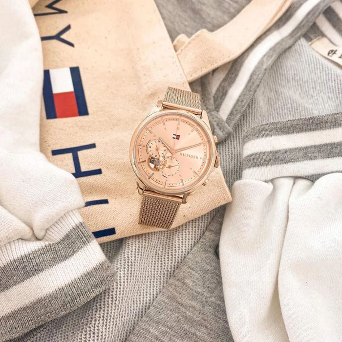 Tommy Hilfiger  Gold Multifunction Watch with Mesh Bracelet 1782486 - Authentic