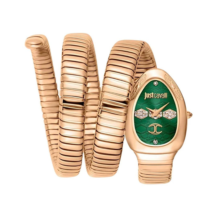 Just Cavalli Serpente Rose Gold Green Dial Women’s Watch JC1L232M0045 - Authentic
