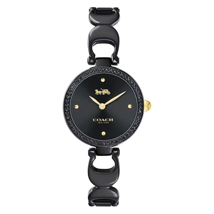 Coach New York Black Round Women’s Watch – Crystal Bezel Bracelet 14503564 - Authentic
