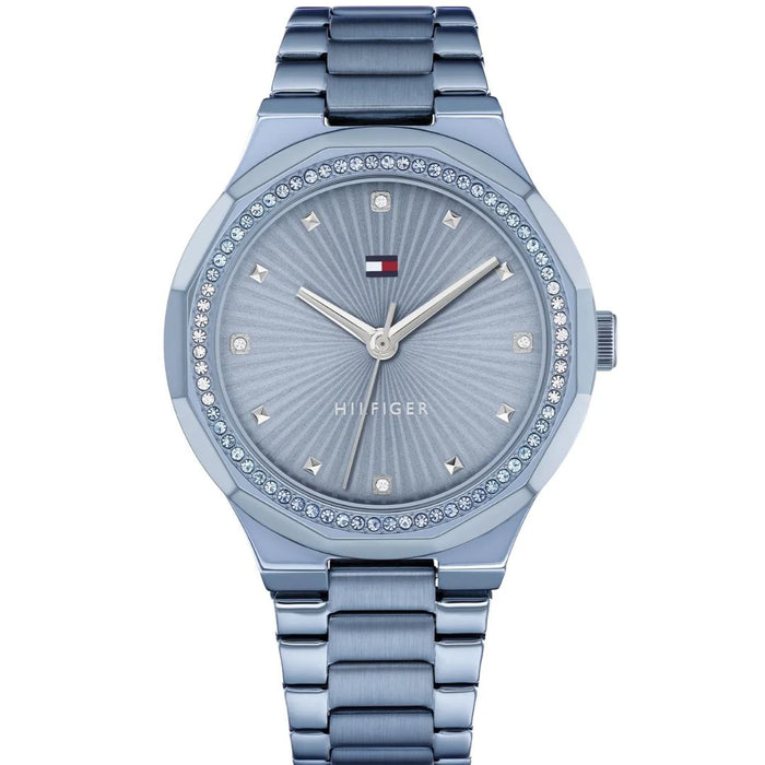 Tommy Hilfiger Blue Crystal Bezel Stainless Steel Watch 1782724 - Authentic