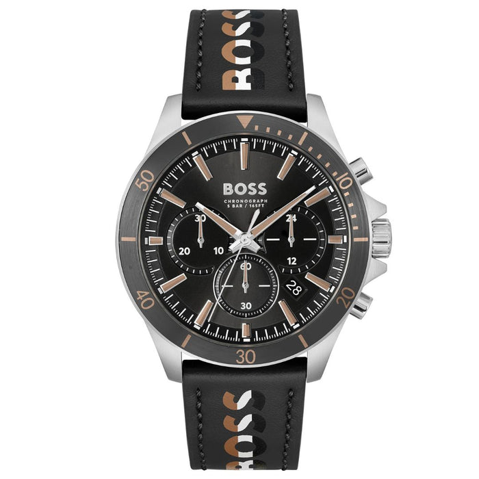 Hugo Boss Men’s Chronograph Watch – Black Dial / Logo Strap 1514121 - Authentic