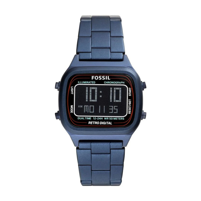 Fossil Retro Digital Blue Stainless Steel Watch - FS5896 - Authentic