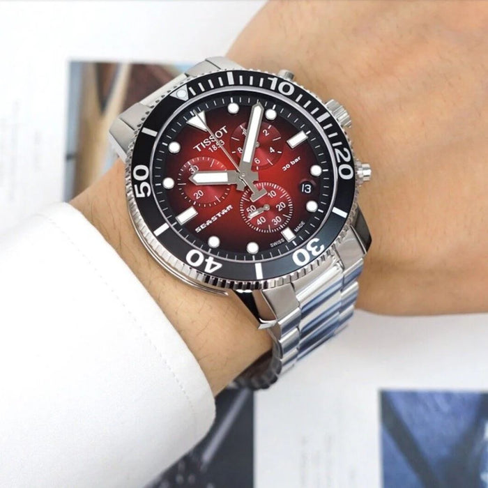 Tissot Seastar 1000 Chronograph Red Gradient Dial Men’s Watch t120.417.11.421.00 - Swiss Factory