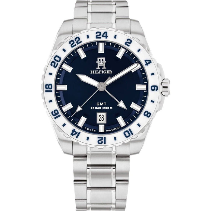 Tommy Hilfiger GMT – Silver Stainless Steel with Blue Dial 1792132 - Authentic