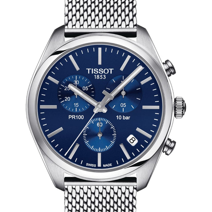 Tissot PR 100 Chronograph Blue Dial Mesh Bracelet Men’s Watch t101.417.11.041.00 -Swiss Factory