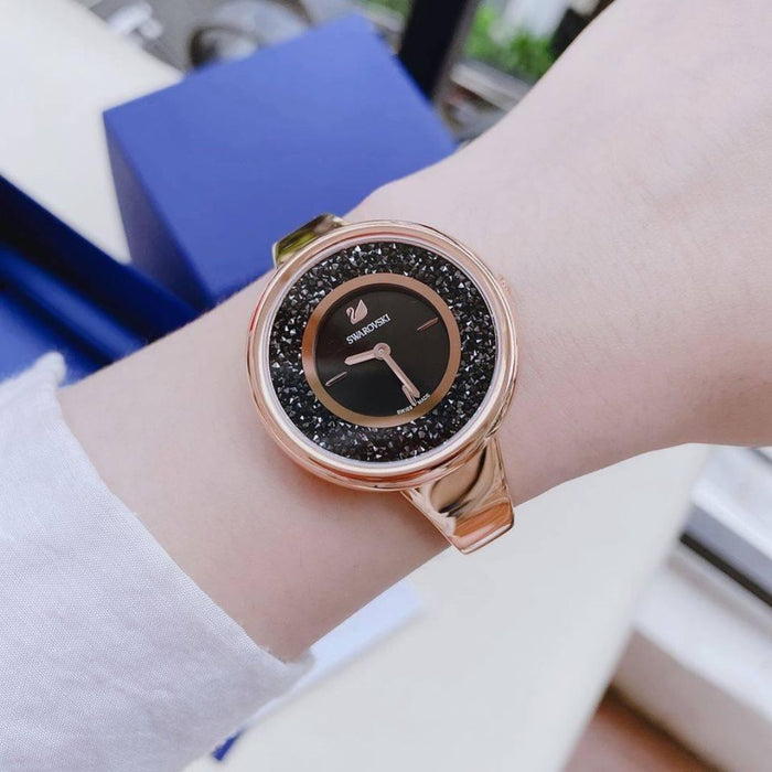 Swarovski Crystalline Oval Rose Gold Women’s Watch – Black Dial 5295334 - Authentic