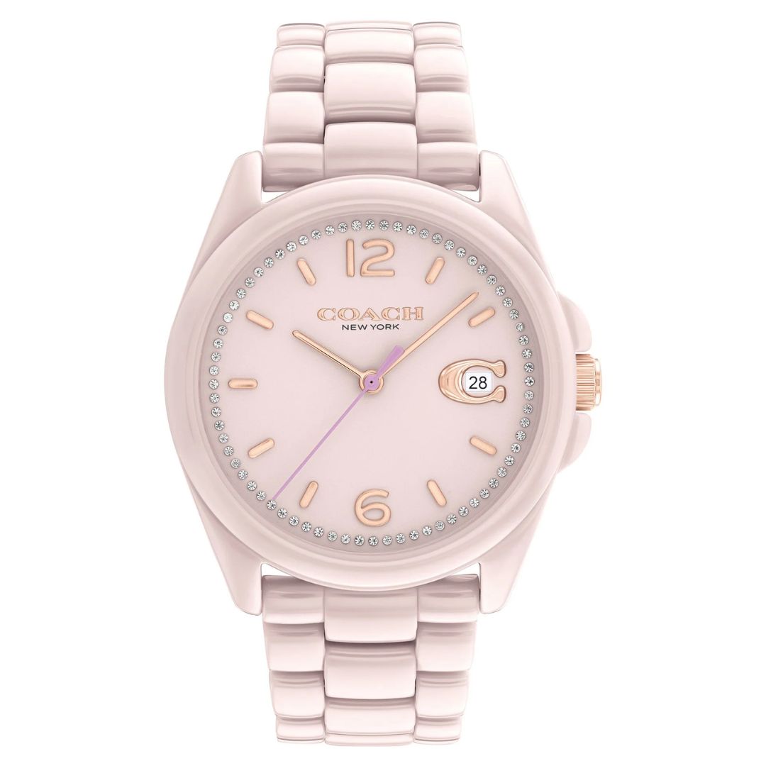 Coach Blush Pink Ceramic Women’s Watch with Rose Gold Accents & Date D ...