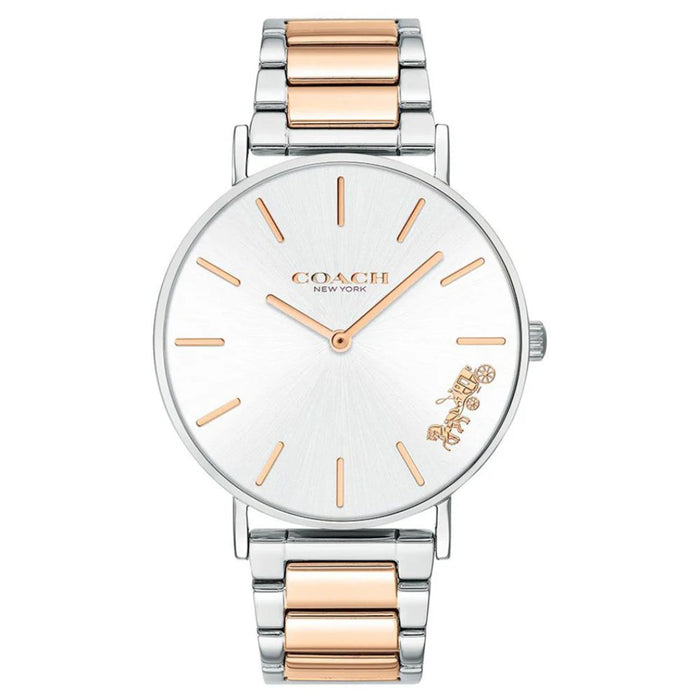 Coach Two-Tone Stainless Steel Watch – Silver Dial with Rose Gold Accents 14503346 - Authentic