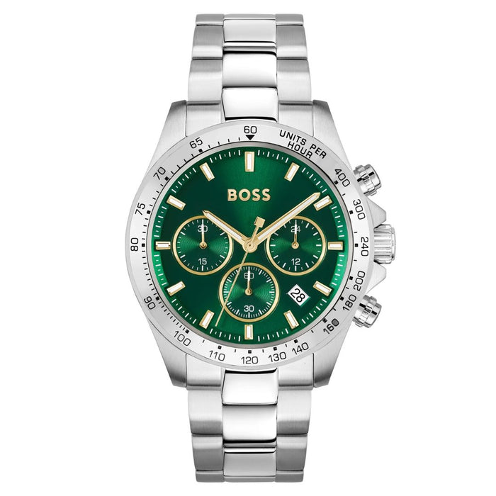 Hugo Boss Men’s Chronograph Tachymeter Watch Emerald Green Dial | Sport Luxury 1514217 - Authentic