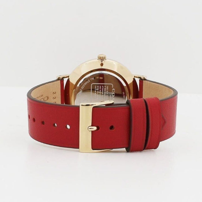 Coach Women’s Minimalist Watch – Red Dial, Gold Case, Red Leather Strap (Tiger Motif) 14503867 - Authentic