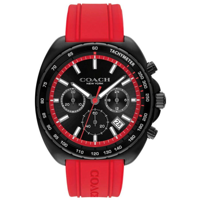 Coach Men’s Chronograph Watch – Black Dial & Red Silicone Strap 14602710 - Authentic