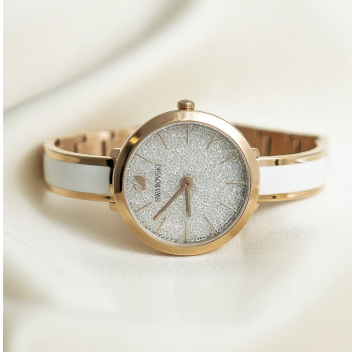Swarovski Women’s Swiss Made Rose Gold Crystal Dial Bangle Watch 5580541 - Authentic