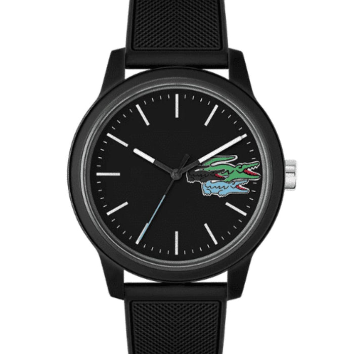 Lacoste Men’s 12.12 Black Silicone Strap Watch – Triple Crocodile Edition - 2011134 - Authentic