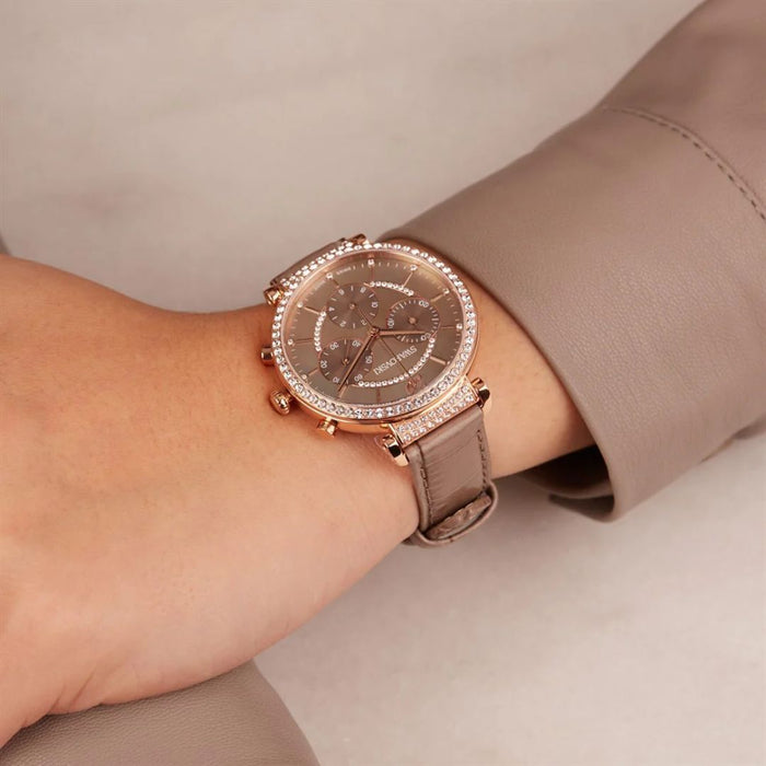 Swarovski Octea Lux Chronograph Grey Mother-of-Pearl Watch 5580348 - Authentic