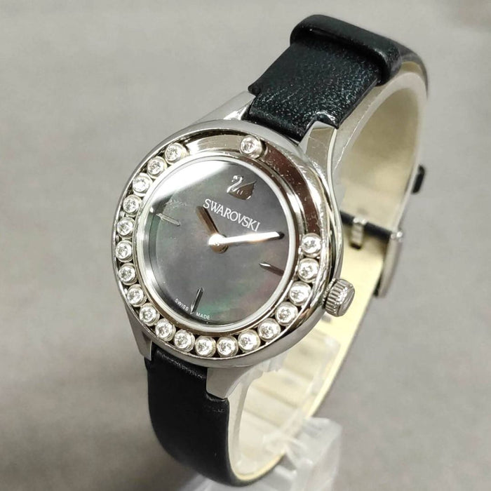 Swarovski Lovely Crystals Mini Black Leather Watch 5242898 - Authentic