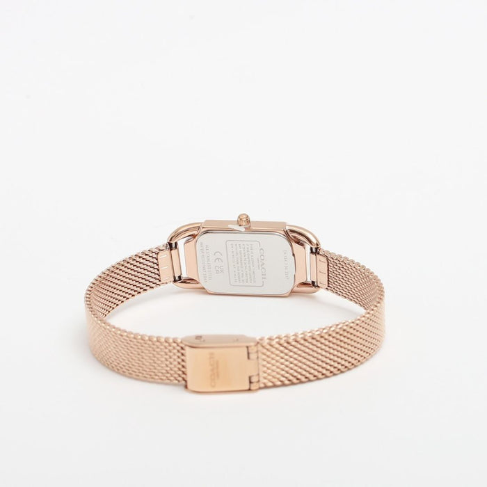 Coach New York Rose Gold Rectangular Women’s Watch – Mesh Bracelet 14504085 - Authentic