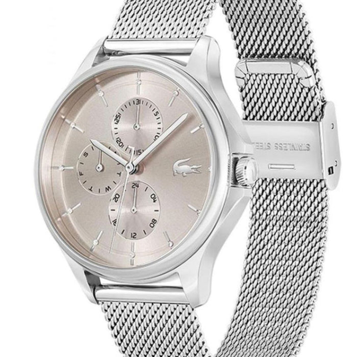 Lacoste Moon Silver Dial Stainless Steel Mesh Women’s Watch - 2001237 - Authentic