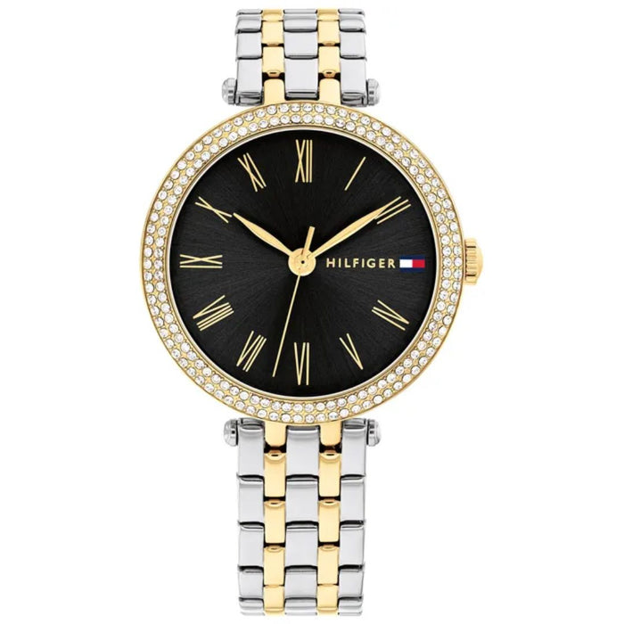 Tommy Hilfiger Women’s Two-Tone Black Dial Crystal Bezel Watch 1782720 - Authentic
