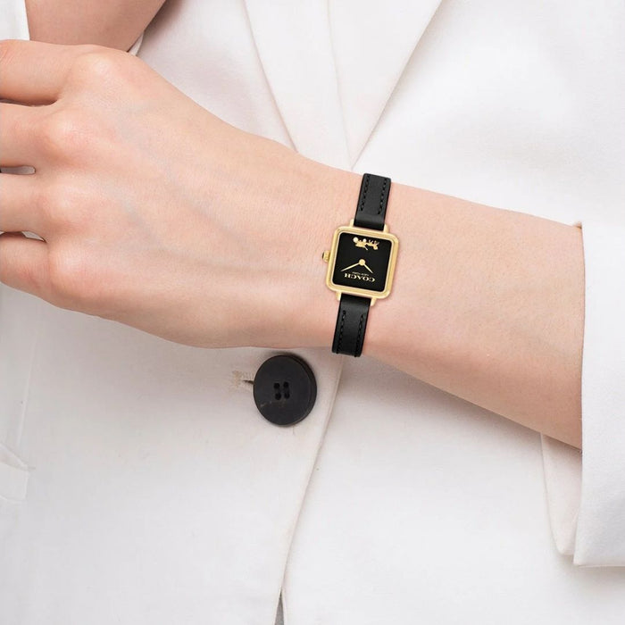 Coach Women’s Square Quartz Watch – Gold Case & Black Dial 14504225 - Authentic