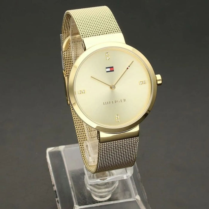 Tommy Hilfiger Gold Mesh Watch – Minimalist Champagne Dial 1782217 - Authentic