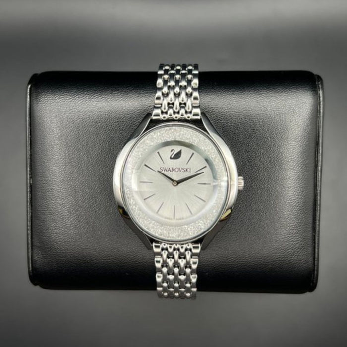 Swarovski Crystal Bezel Swiss Made Women’s Watch – Silver Stainless Steel 5519462 - Authentic